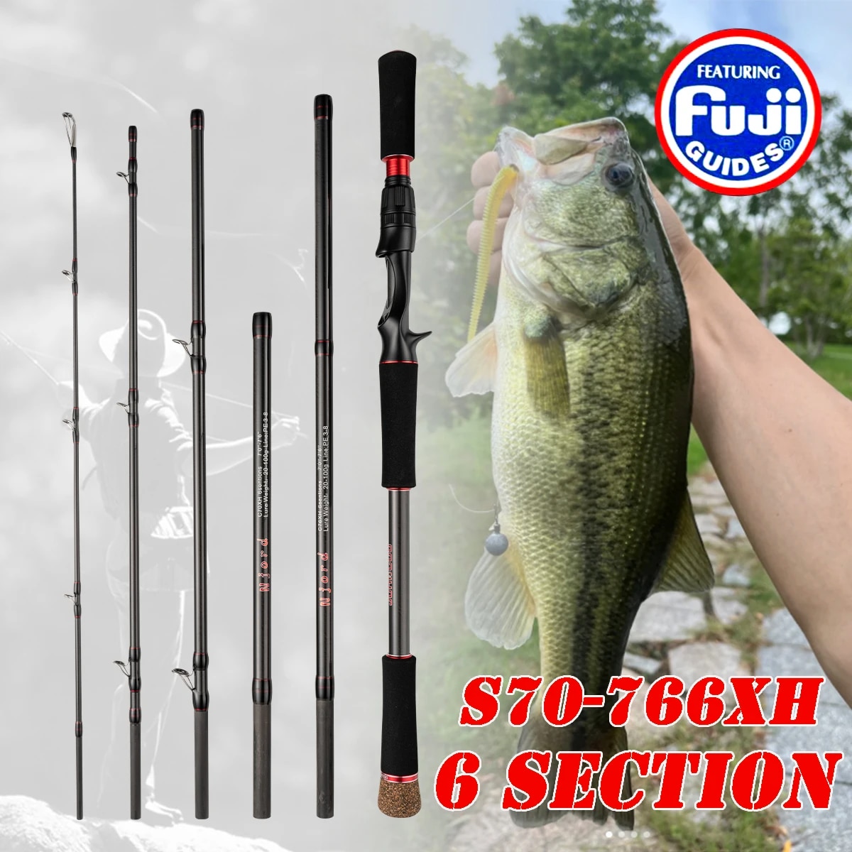 Fishing Rod Surf - صنارة الصيد والغزل 6 أقسام ،