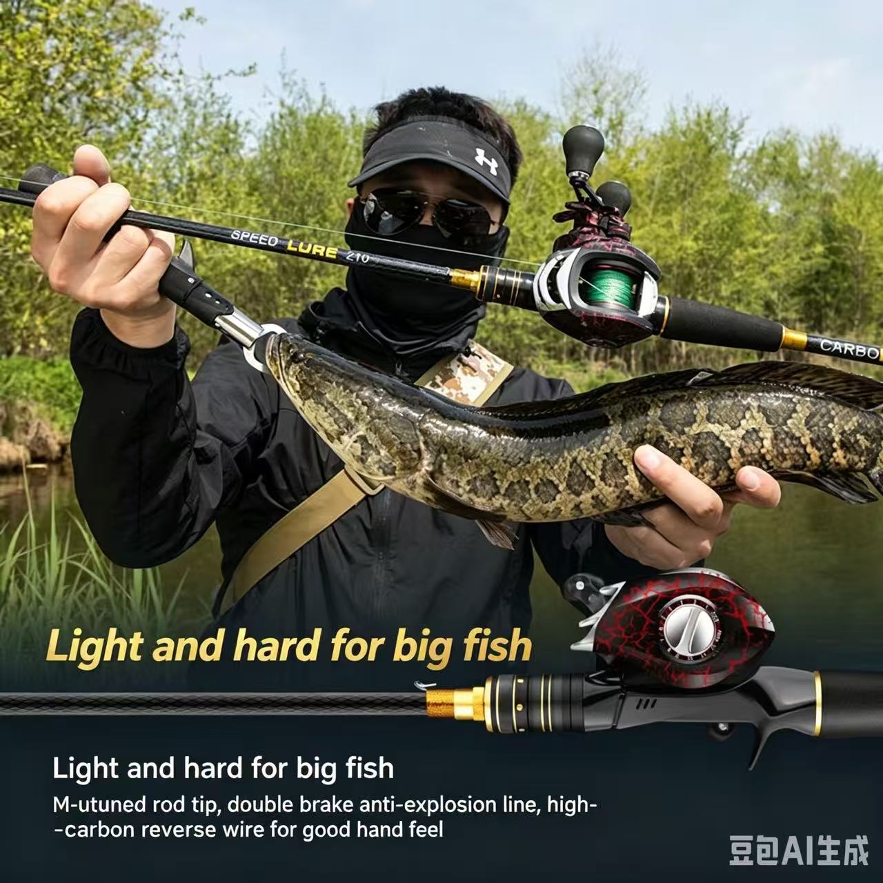 طقم صيد من ألياف الكربون M Pow - مراجعة Fishing Rod Carbon Fiber وسعره