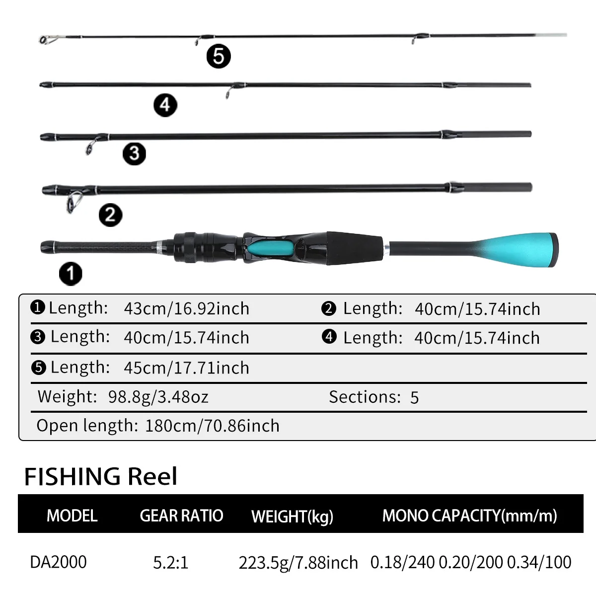 1.8 متر، صنارة صيد من ألياف ال - مراجعة Fishing Rod Carbon Fiber وسعره